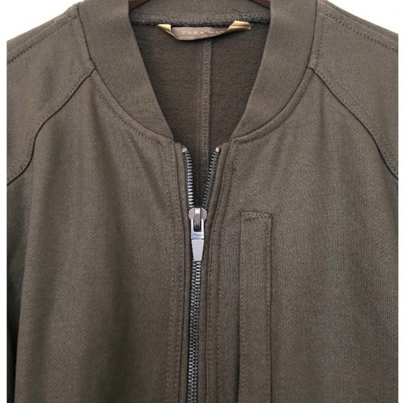 Zara Faux Moto Bomber Jacket in Army Green - Picture 3 of 3